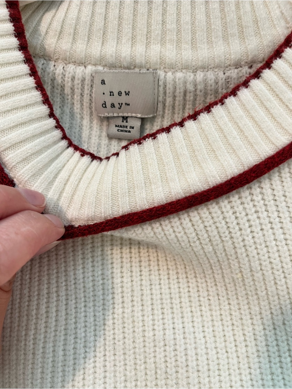a new day Cream Ribbed Turtleneck Sweater with Red Heart Accent - Picture 4 of 5